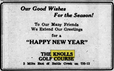 Pine Knoll Golf Course (The Knolls Golf Course) - Jan 1 1938 Ad (newer photo)